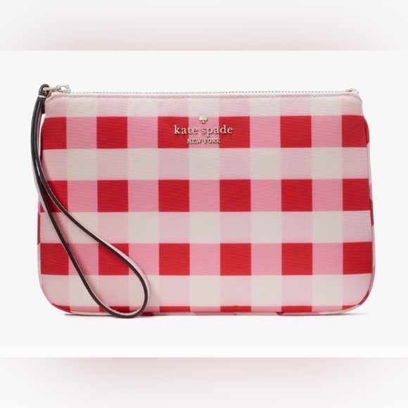kate spade Handbags - Kate Spade NEW YORK Red & Pnk Plaid Wristlet, NWOT, NEVER USED!!! Authentic